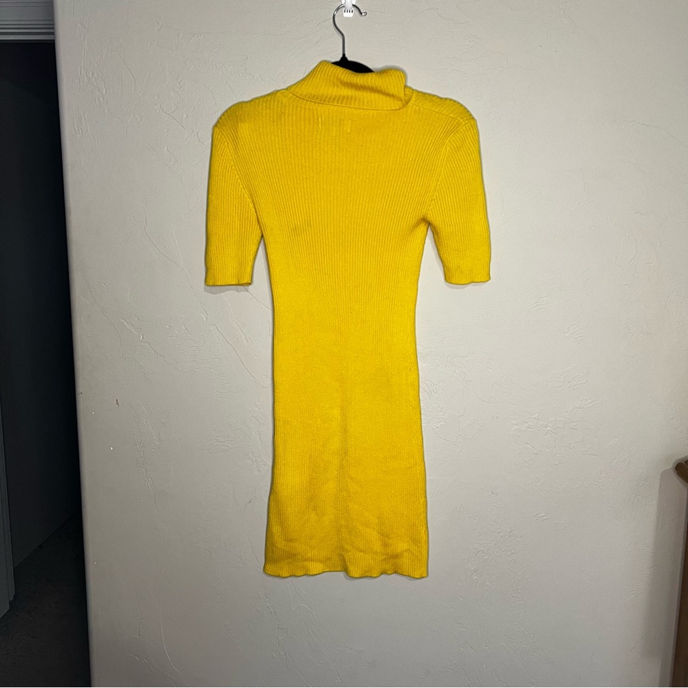 UNIF Vibrant Yellow Ribbed‎ Knit Fitted Mini Dress - Picture 10 of 10